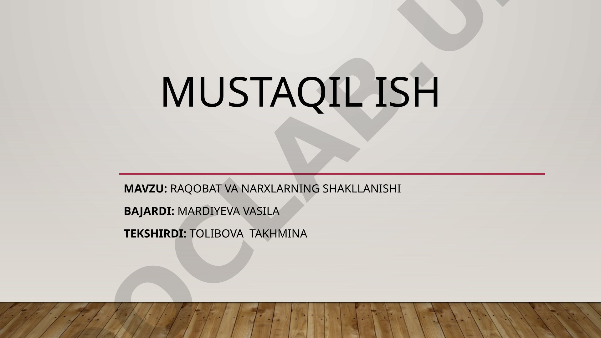 raqobat va narxlarning shakllanishi