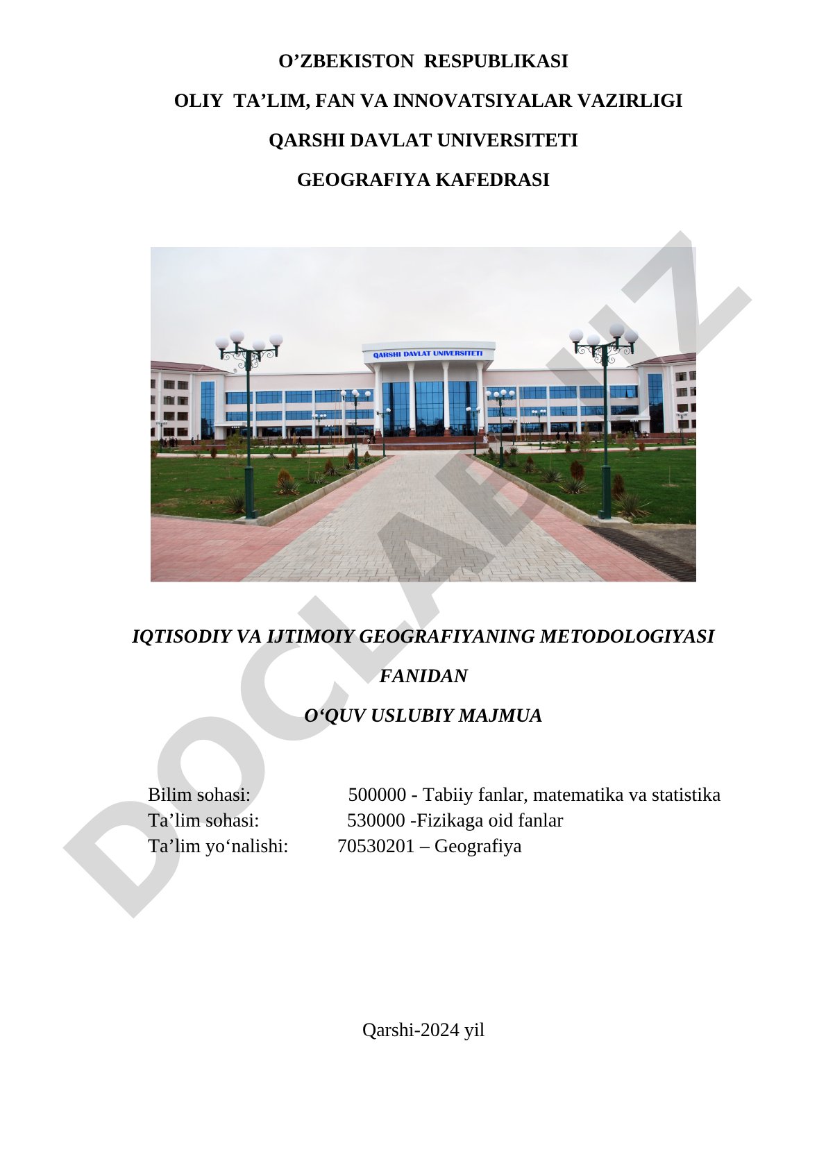 Iqtisodiy va ijtimoiy geografiyaning metodologiyasi