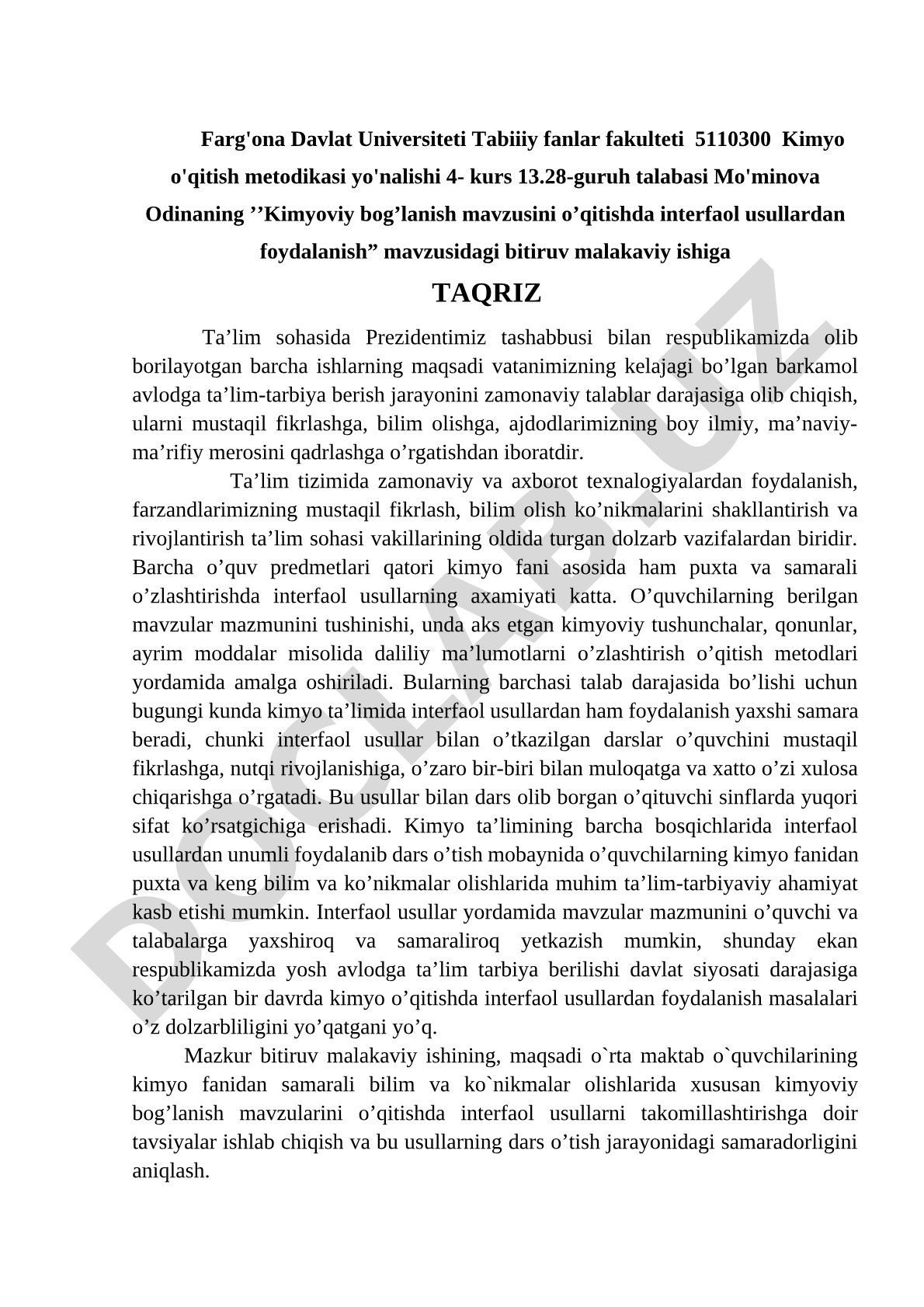 Kimyoviy bog‘lanish mavzusini o‘qitishda interfaol usullardan foydalanish