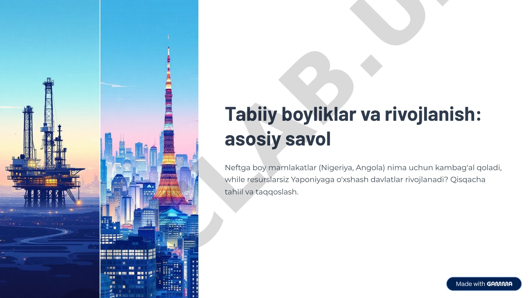 Tabiiy boyliklar va rivojlanish: asosiy savol