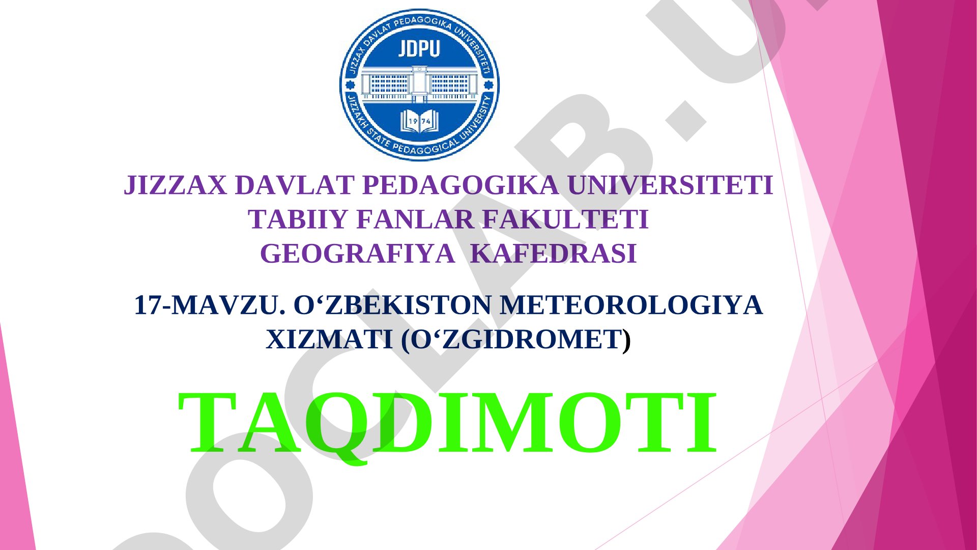 OʻZBEKISTON METEOROLOGIYA XIZMATI (OʻZGIDROMET)
