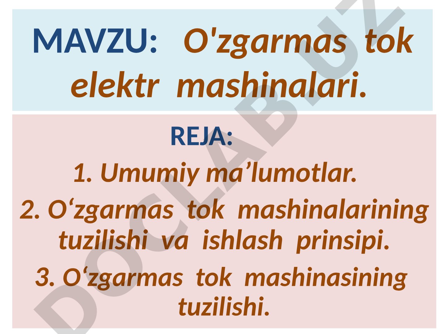 O'zgarmas tok elektr mashinalari