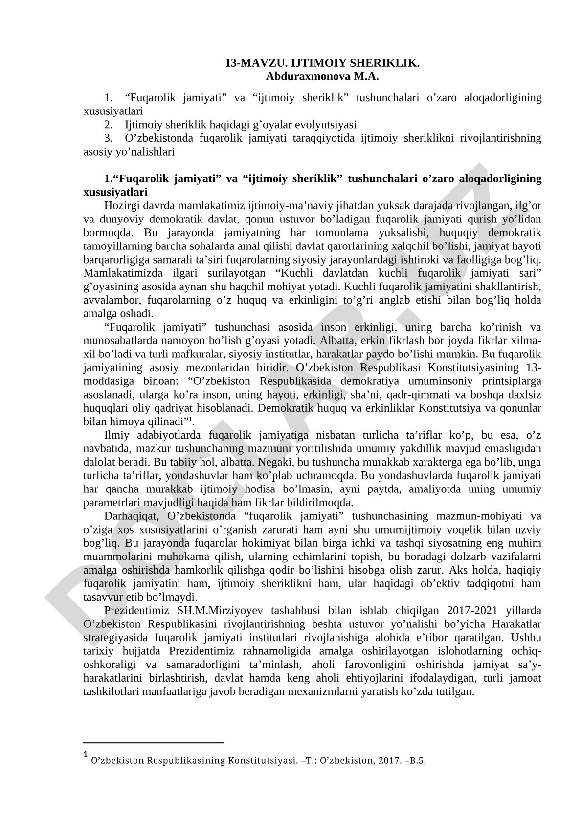 Ijtimoiy sheriklik tushunchasi, fuqarolik jamiyati bilan aloqasi va rivojlanish