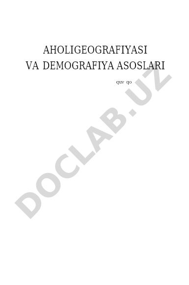 Aholi geografiyasi va demografiya asoslari