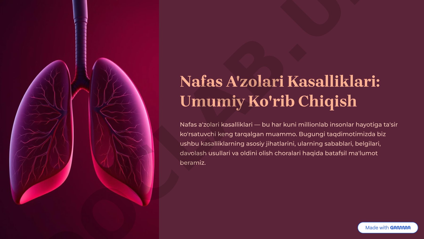 Nafas A'zolari Kasalliklari: Umumiy Ko'rib Chiqish