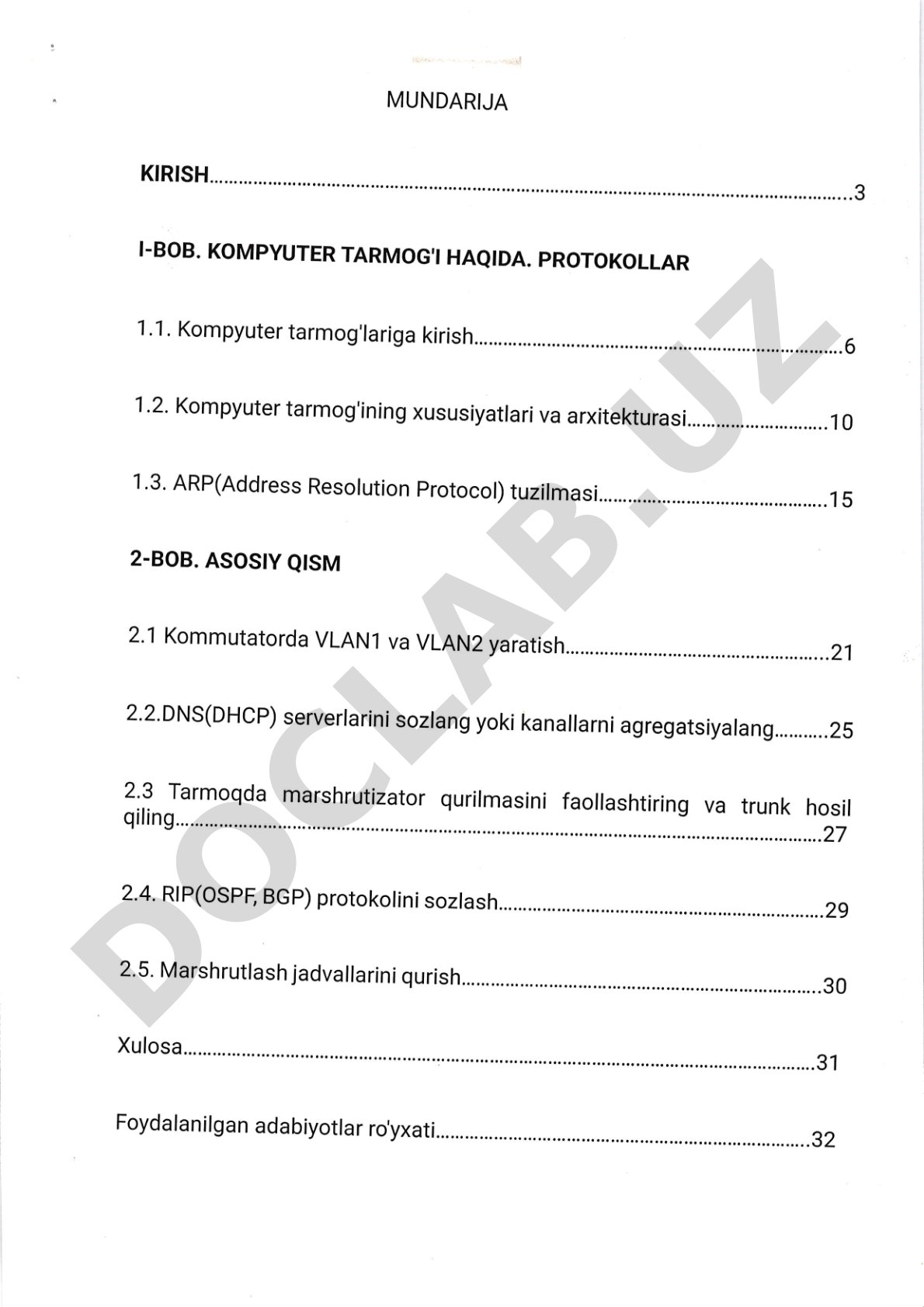 Kompyuter tarmoqlari va tarmoq texnologiyalari
