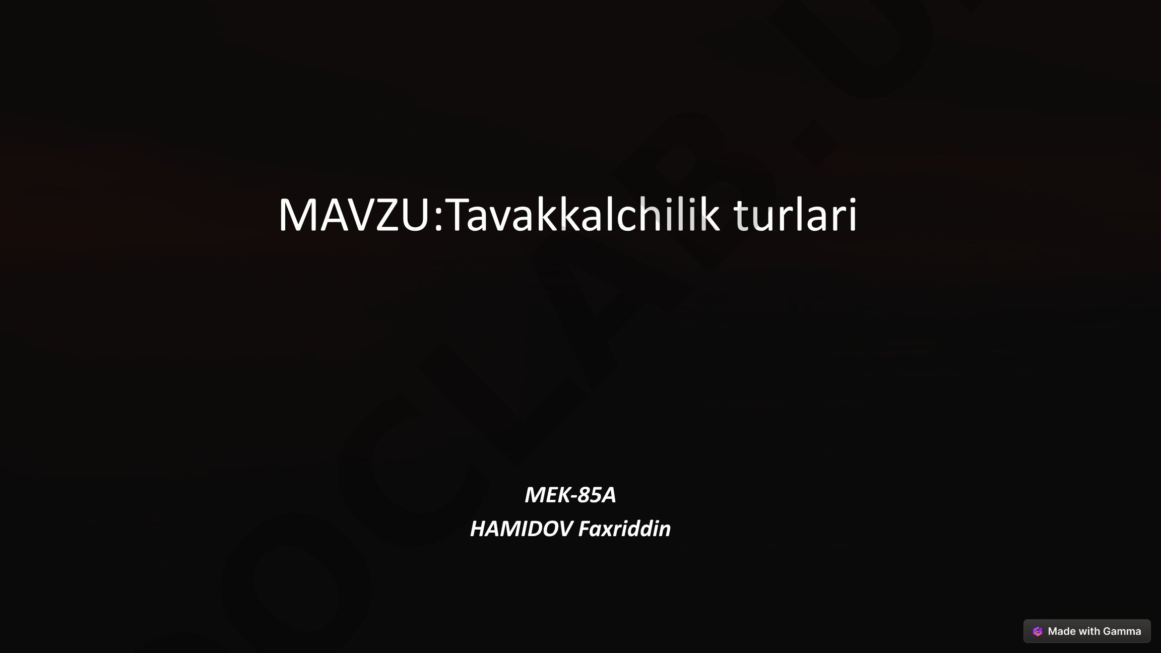 Tavakkalchilik turlari va tadbirkorlikdagi roli haqida taqdimot