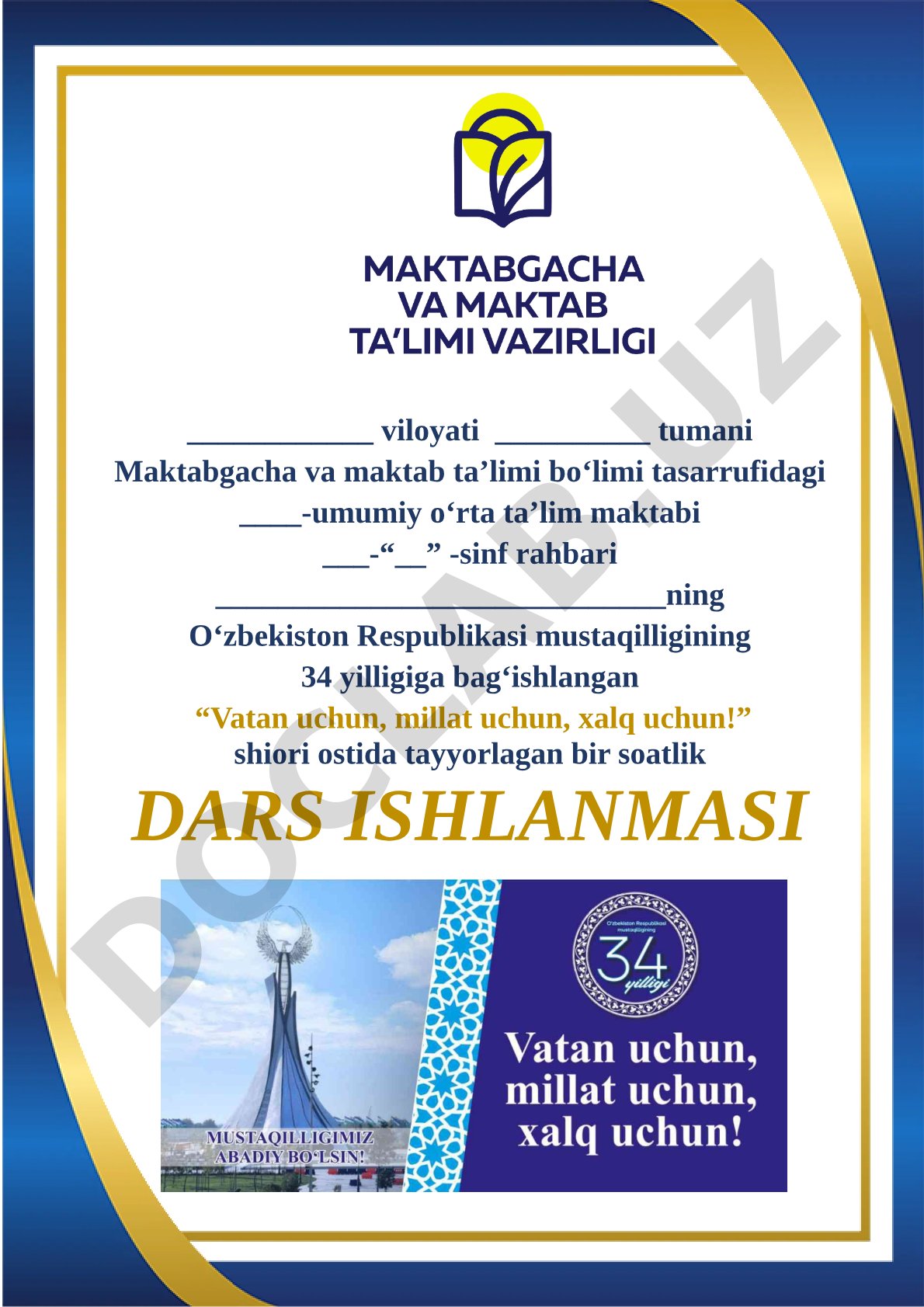 Vatan uchun, millat uchun, xalq uchun!