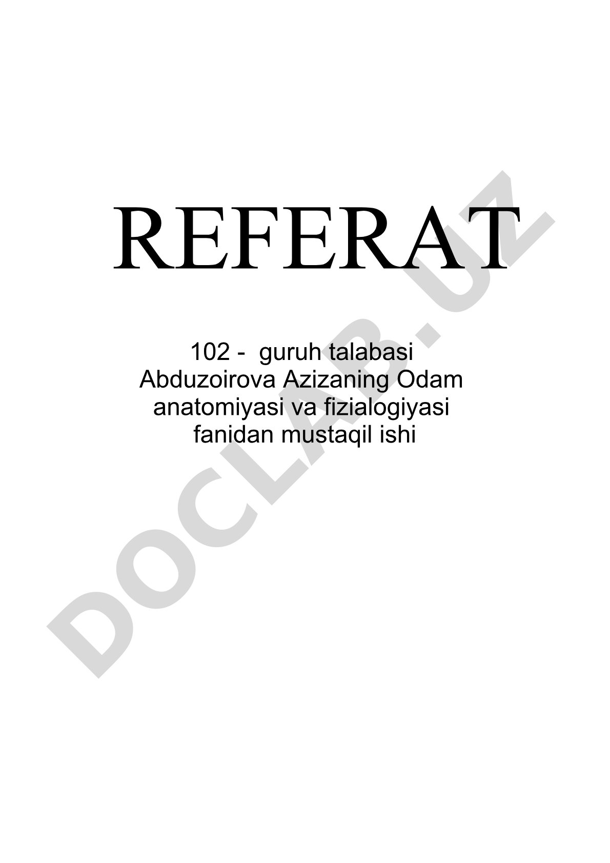 Odam anatomiyasi va fiziologiyasi