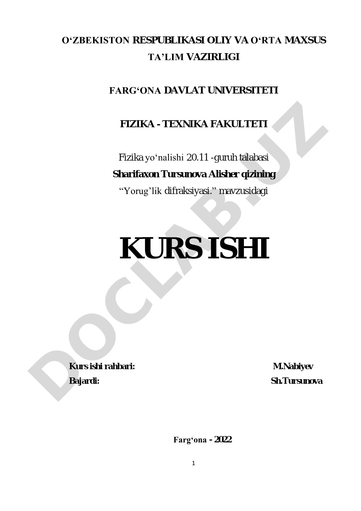 Yorug'lik difraksiyasi