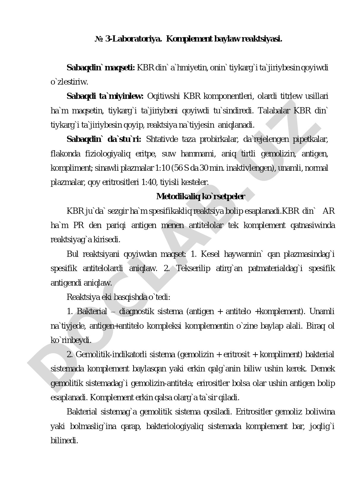 Komplement baylaw reaktsiyasi