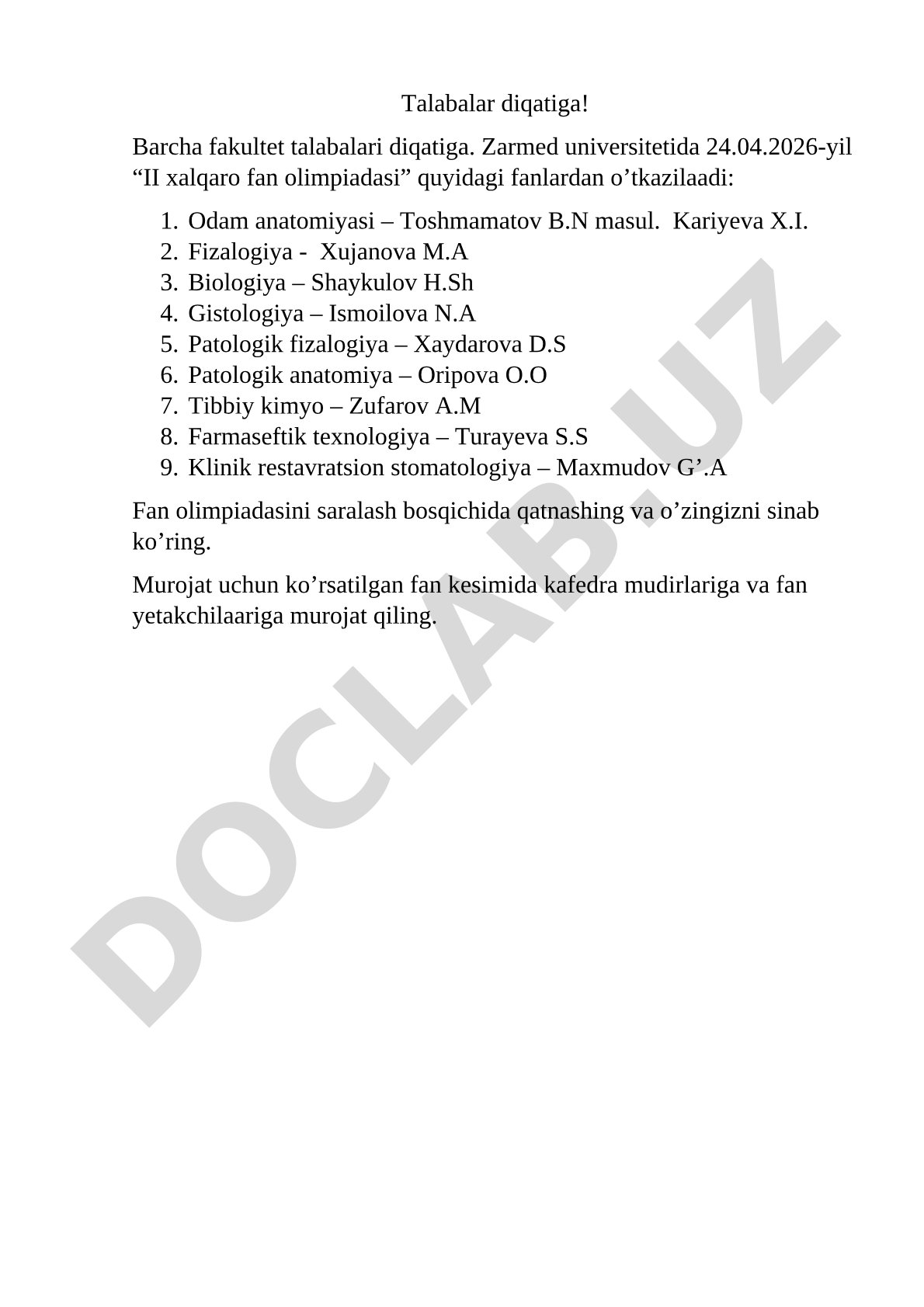 II xalqaro fan olimpiadasi