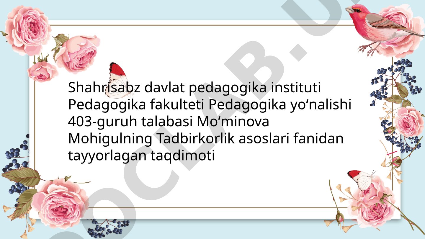 Tadbirkorlik faoliyatini boshqarishning mohiyati va ahamiyati