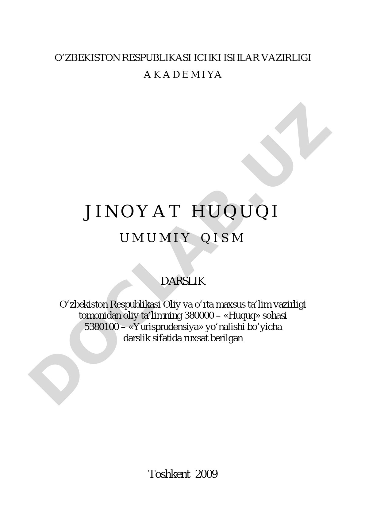 Jinoyat huquqi umumiy qismi