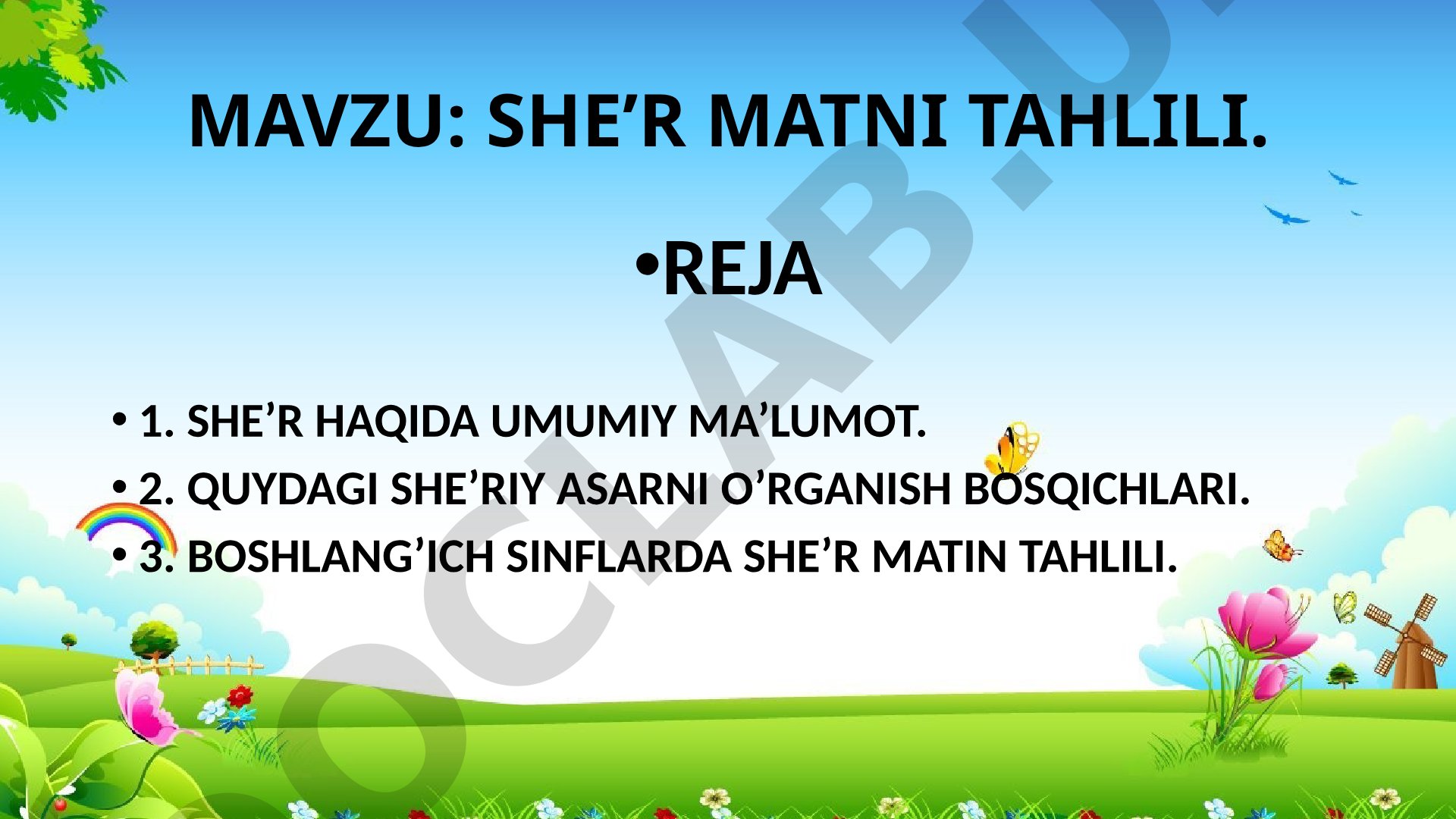SHE’R MATNI TAHLILI