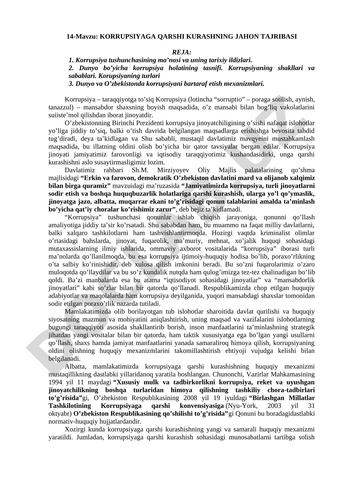 Korrupsiyaga qarshi kurashning jahon tajribasi
