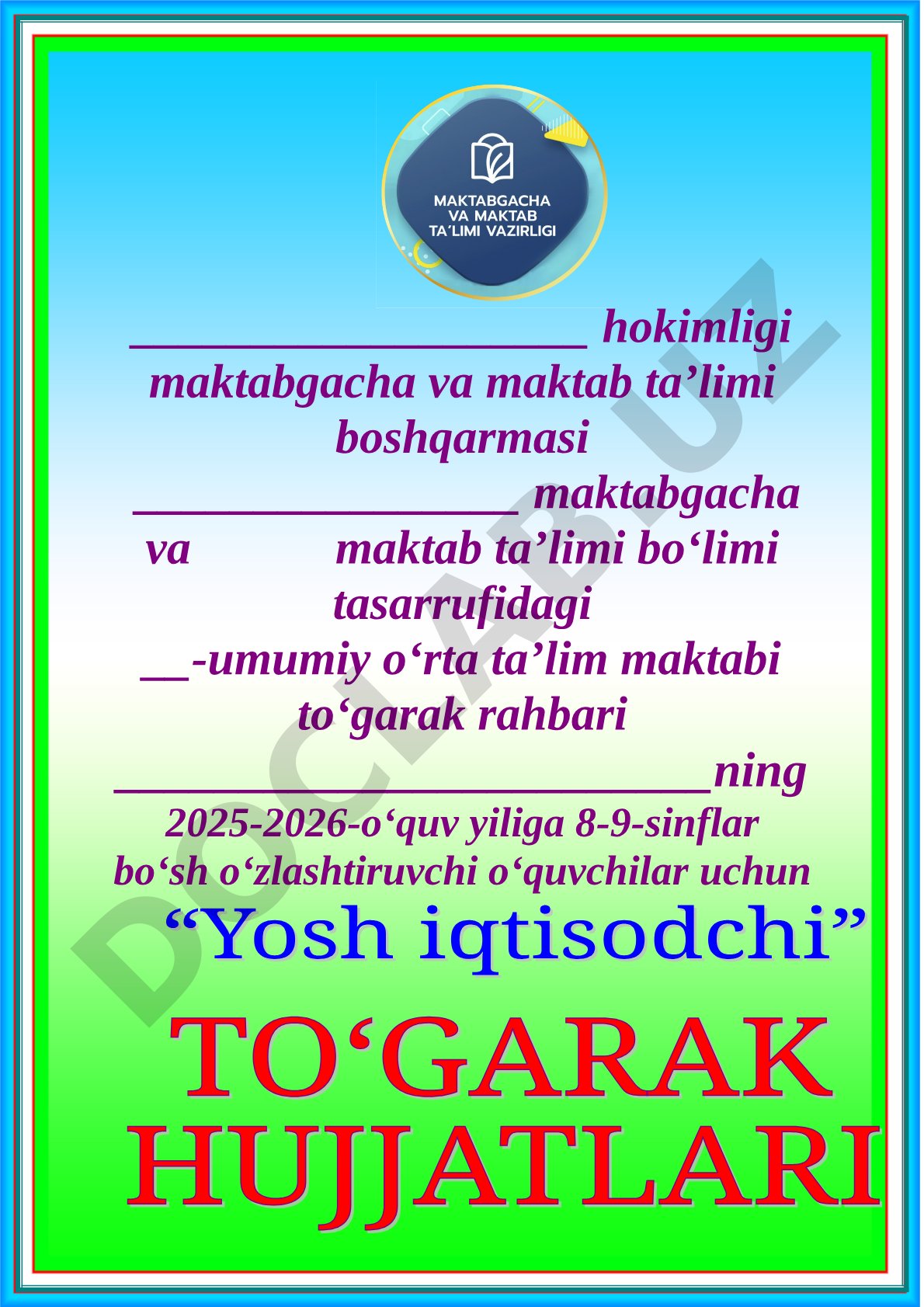 8-9-sinflar bo‘sh o‘zlashtiruvchi o‘quvchilar uchun to‘garak faoliyati