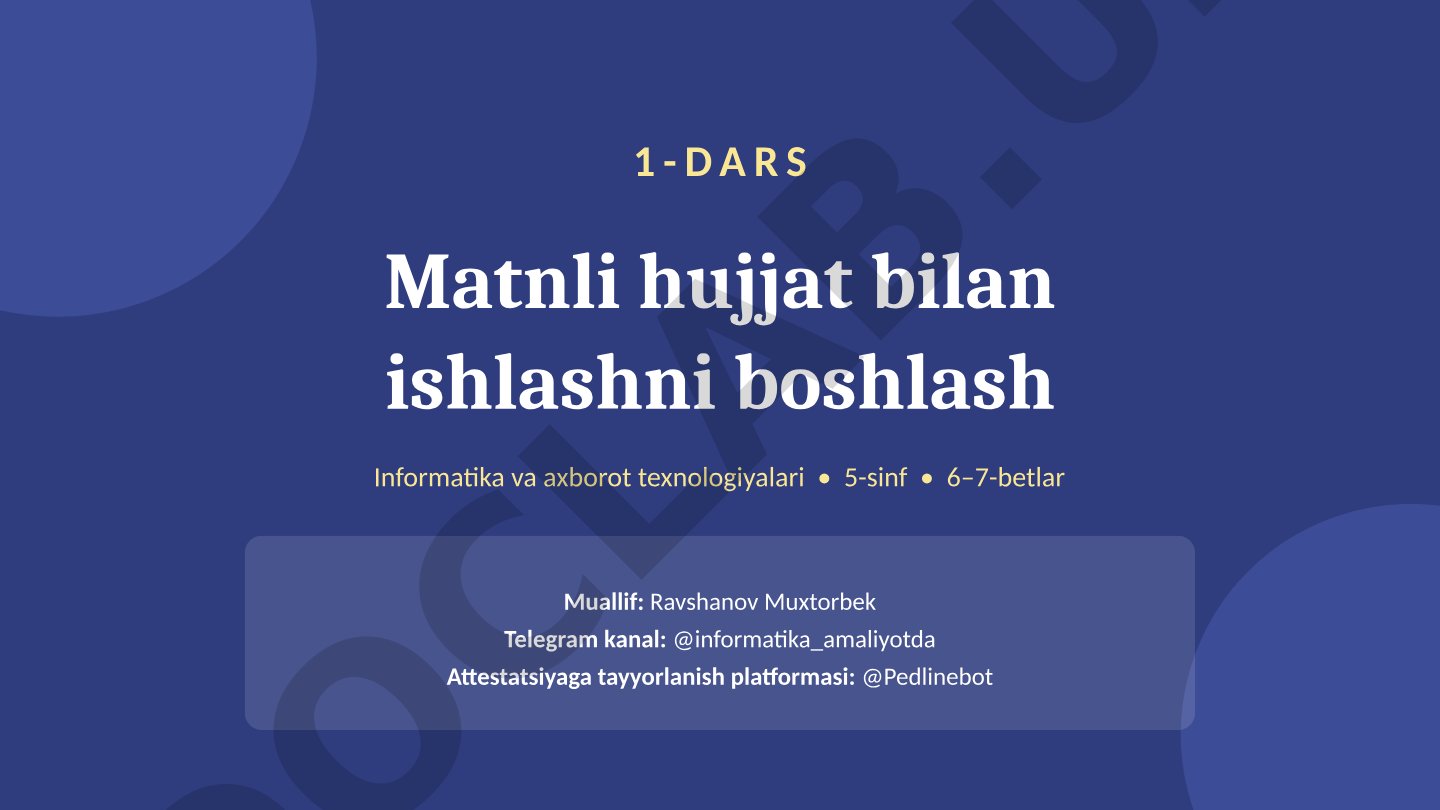 Matnli hujjat bilan ishlashni boshlash