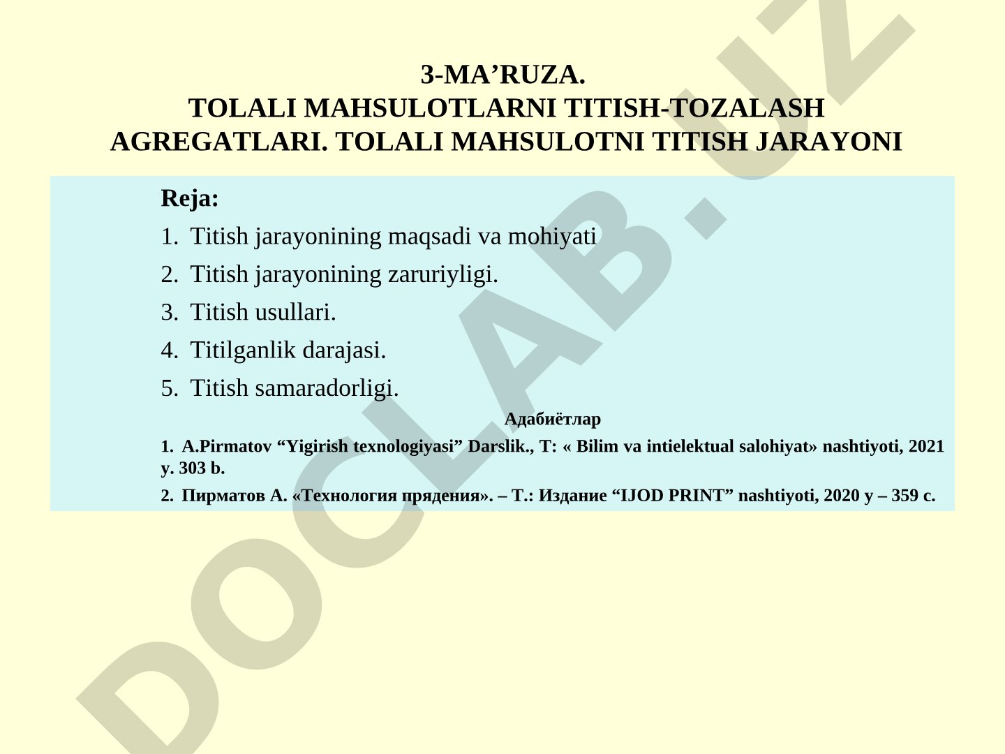 Tolali mahsulotlarni titish-tozalash agregatlari