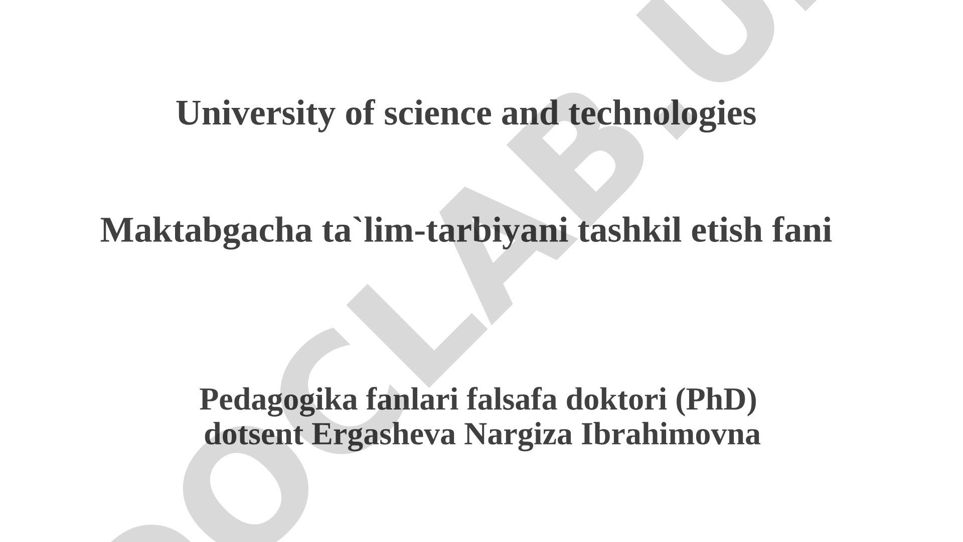 Maktabgacha ta’lim yoshidagi bolalarning huquqiy tarbiyasi