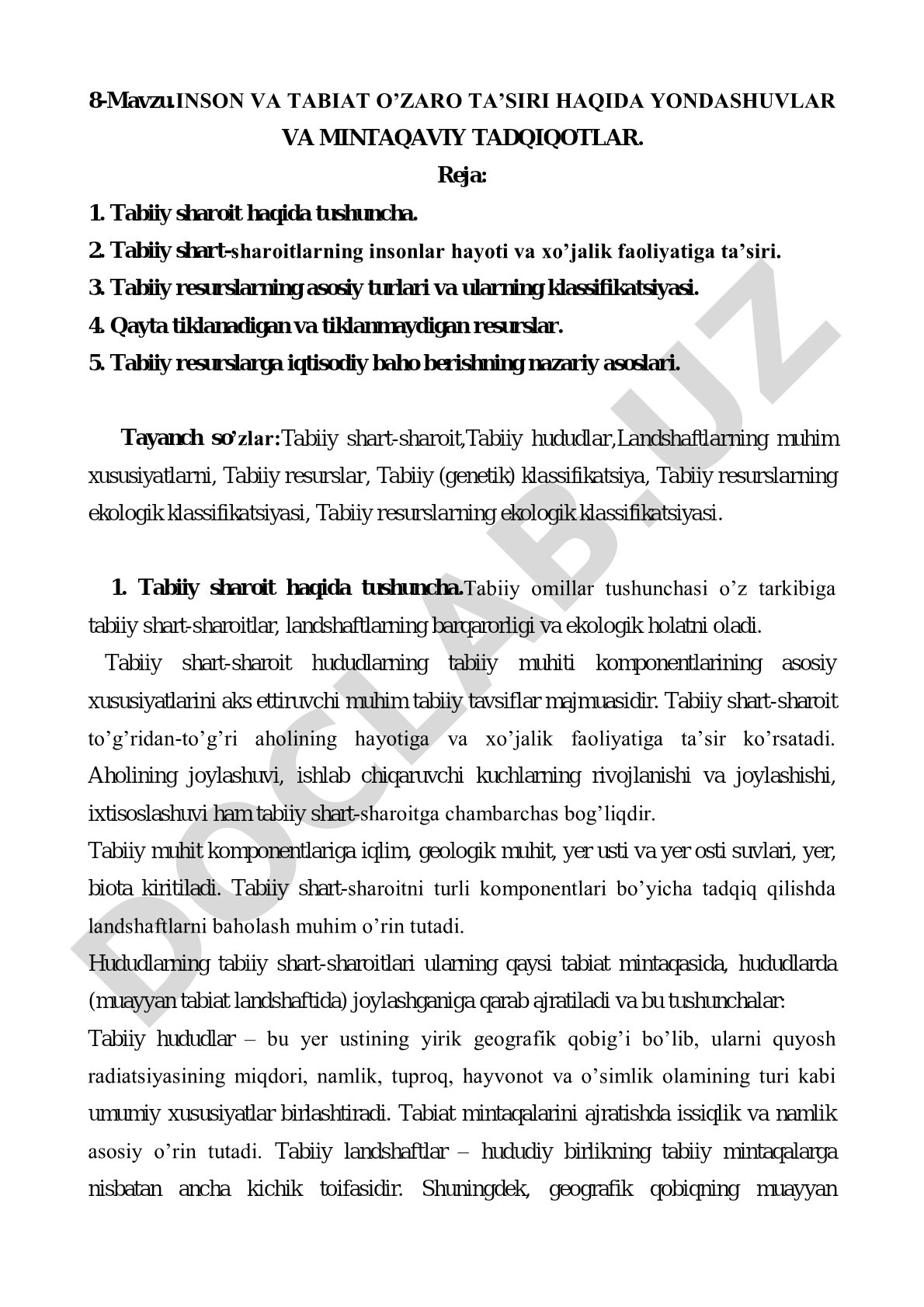 Inson va tabiat o’zaro ta’siri haqida yondashuvlar va mintaqaviy tadqiqotlar