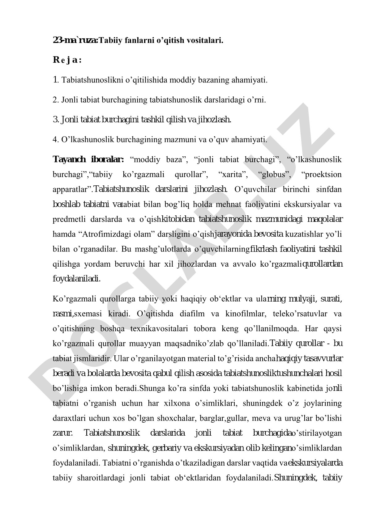 Tabiiy fanlarni o'qitish vositalari