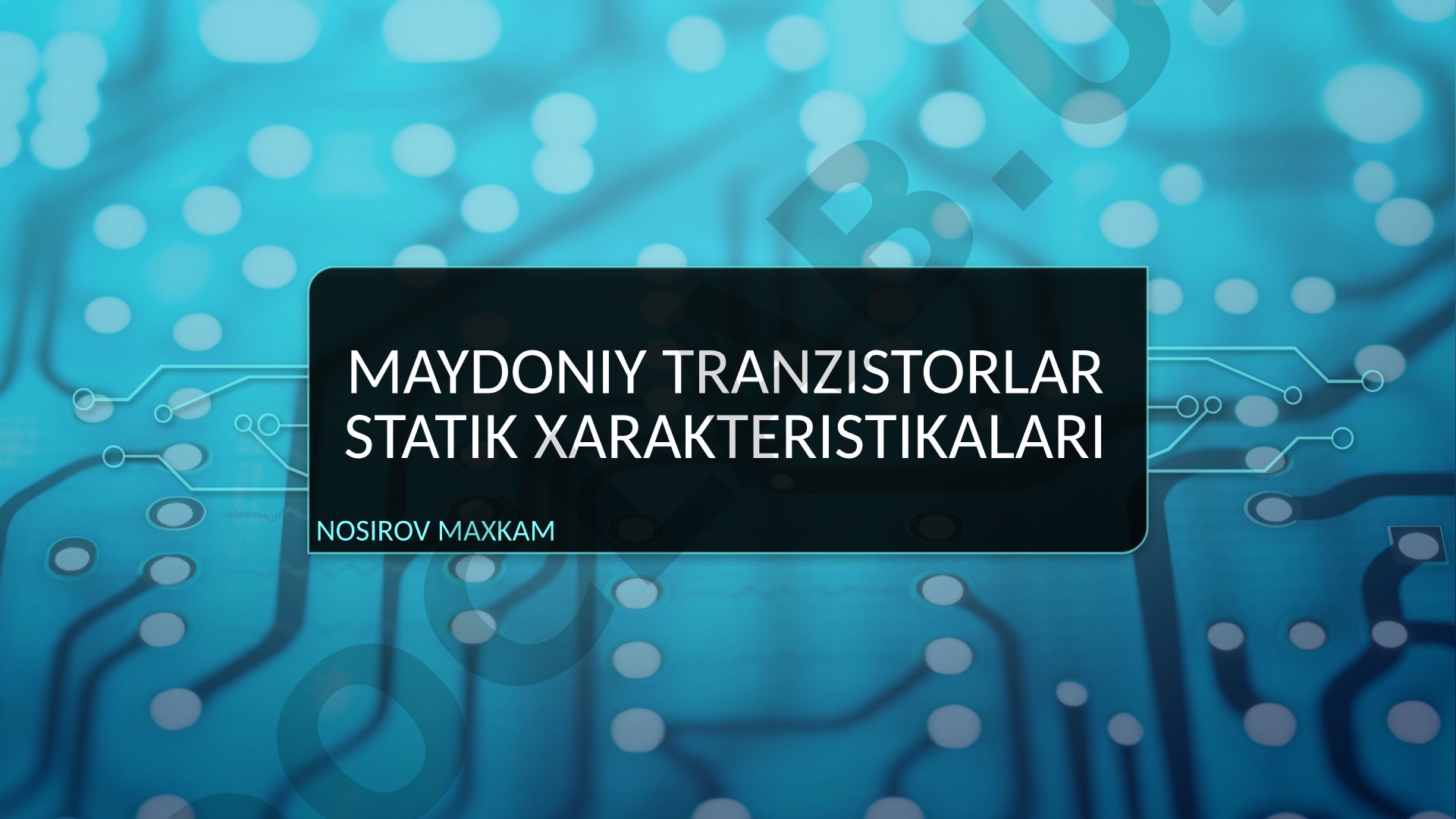Maydoniy tranzistorlar statik xarakteristikalari