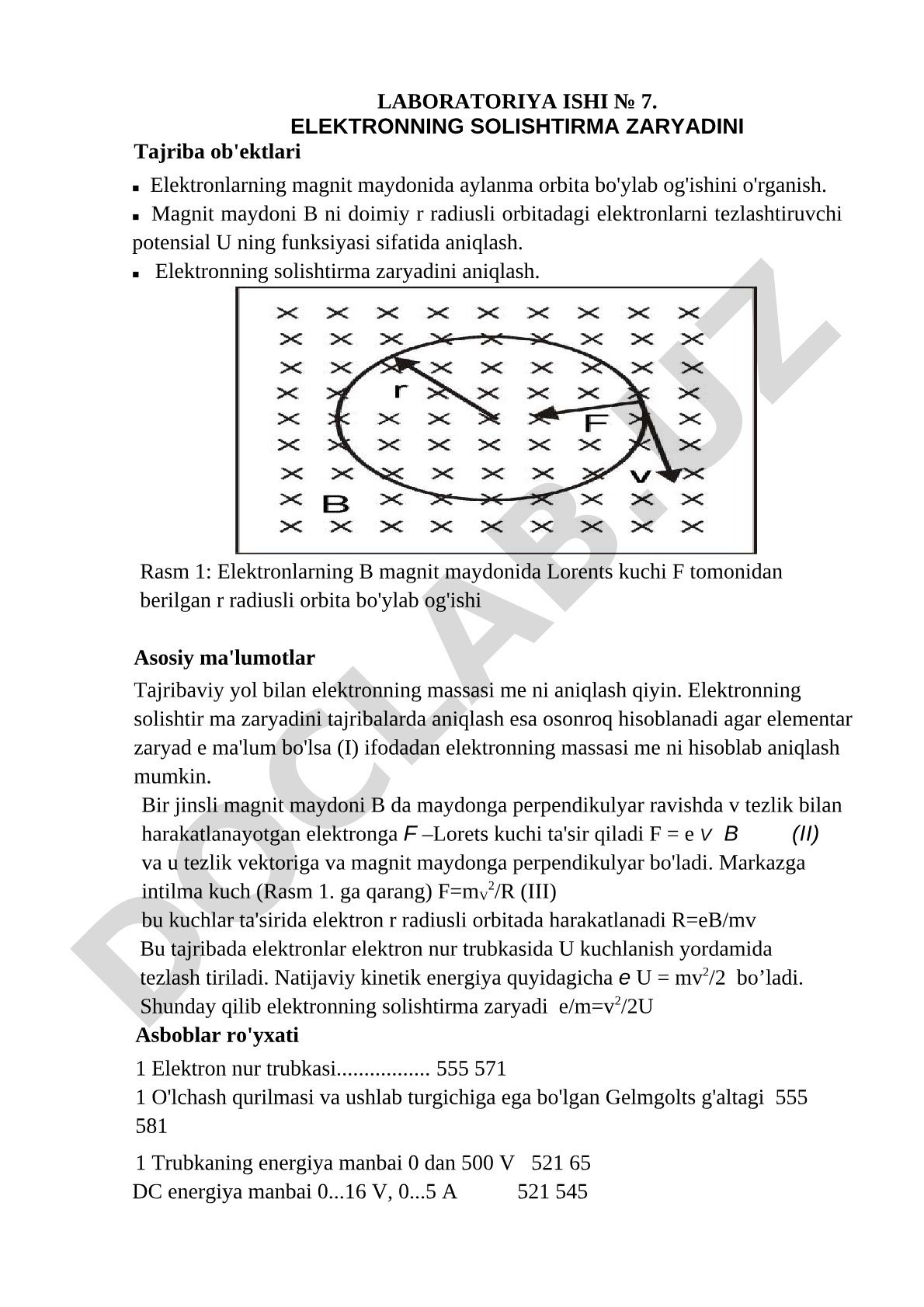 Elektronning solishtirma zaryadini