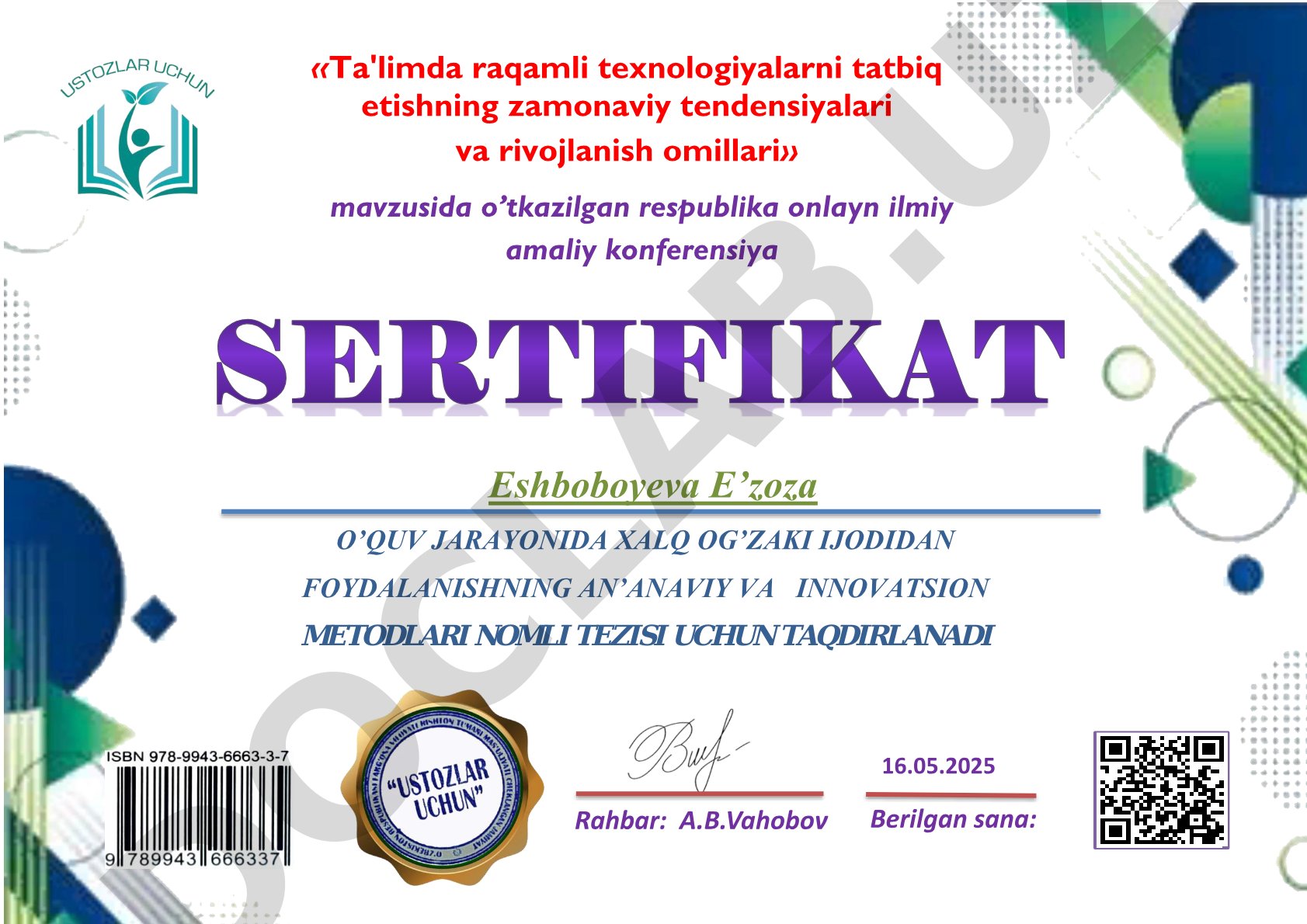 O'quv jarayonida xalq og'zaki ijodidan foydalanishning an'anaviy va innovatsion metodlari