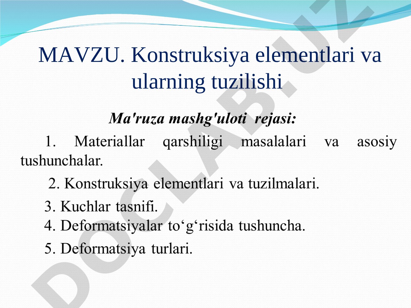Konstruksiya elementlari va ularning tuzilishi