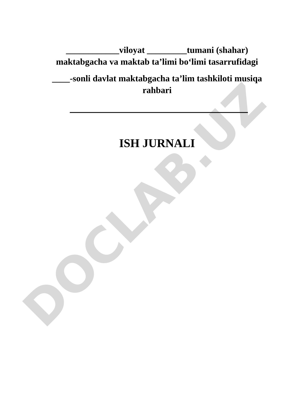 Musiqa rahbarining ish jurnali va yillik ish rejasi