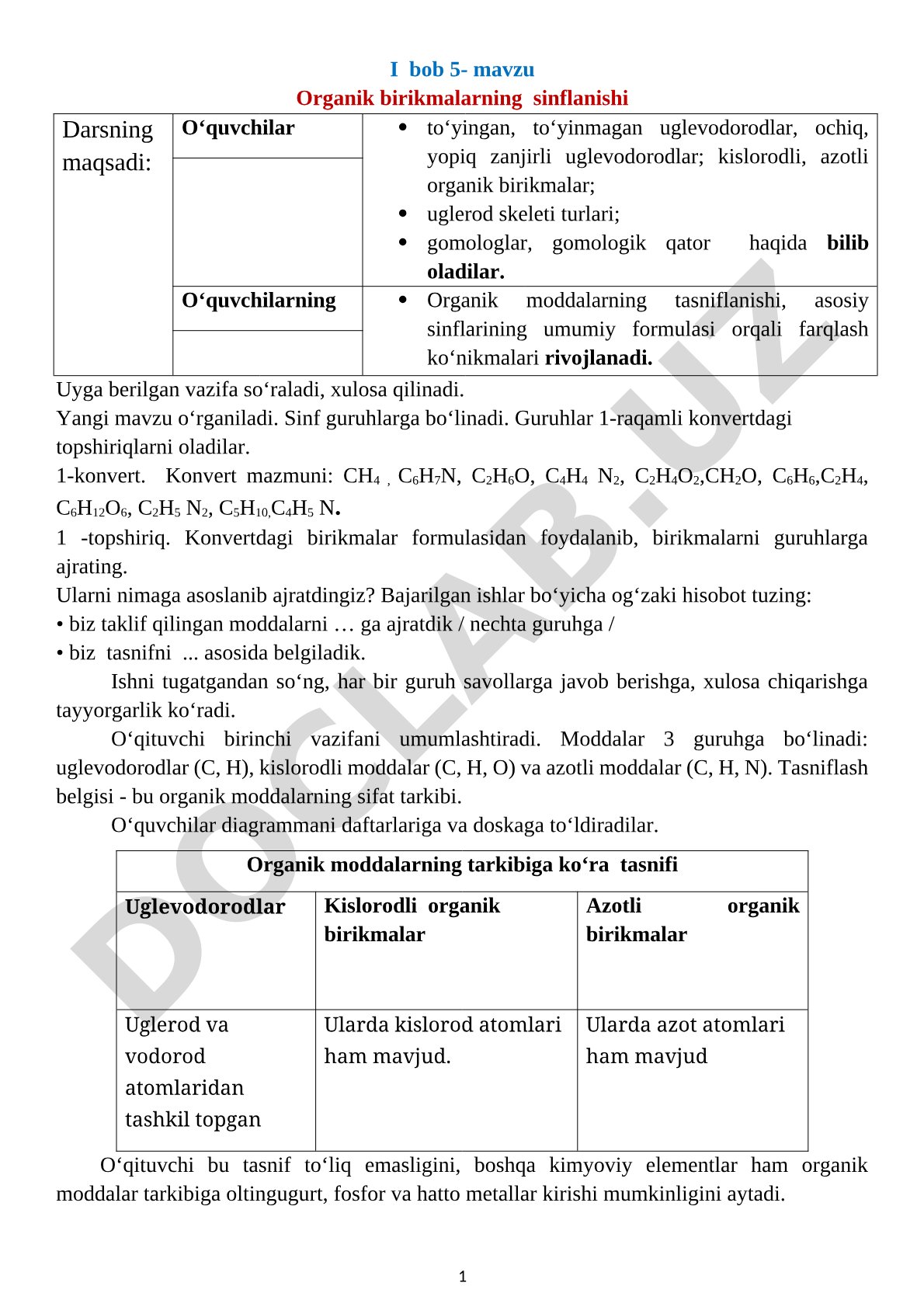 Organik birikmalarning sinflanishi