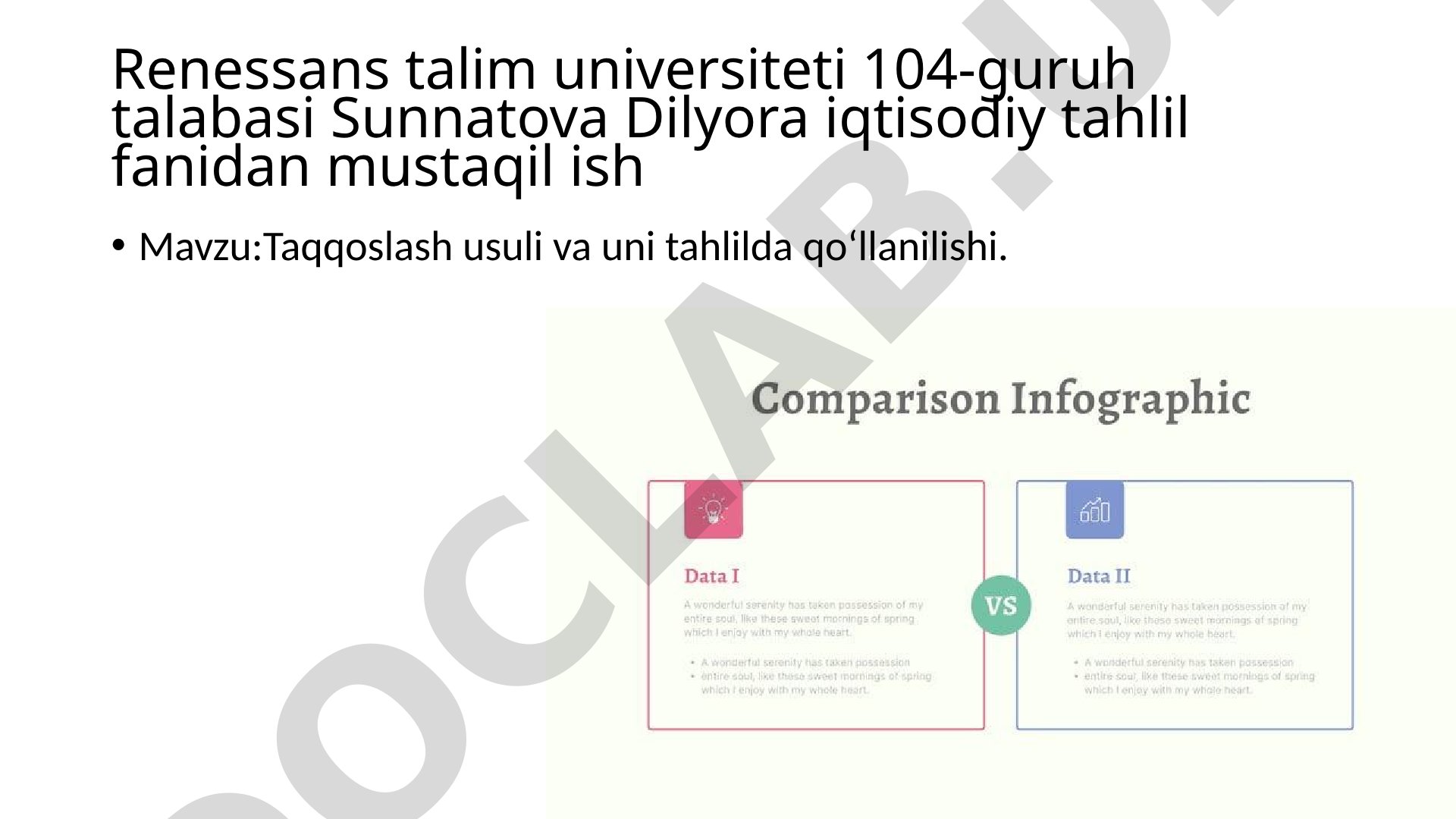 Taqqoslash usuli va uni tahlilda qo‘llanilishi