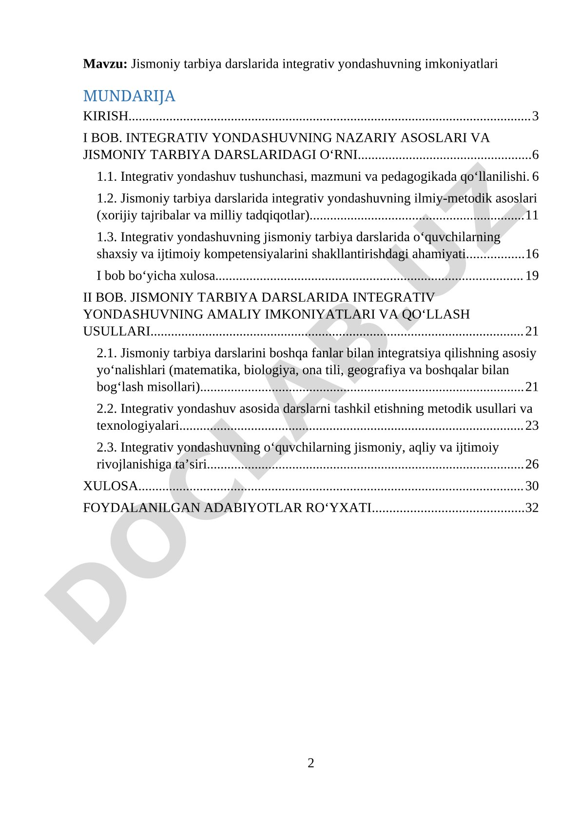 Jismoniy tarbiya darslarida integrativ yondashuvning imkoniyatlari