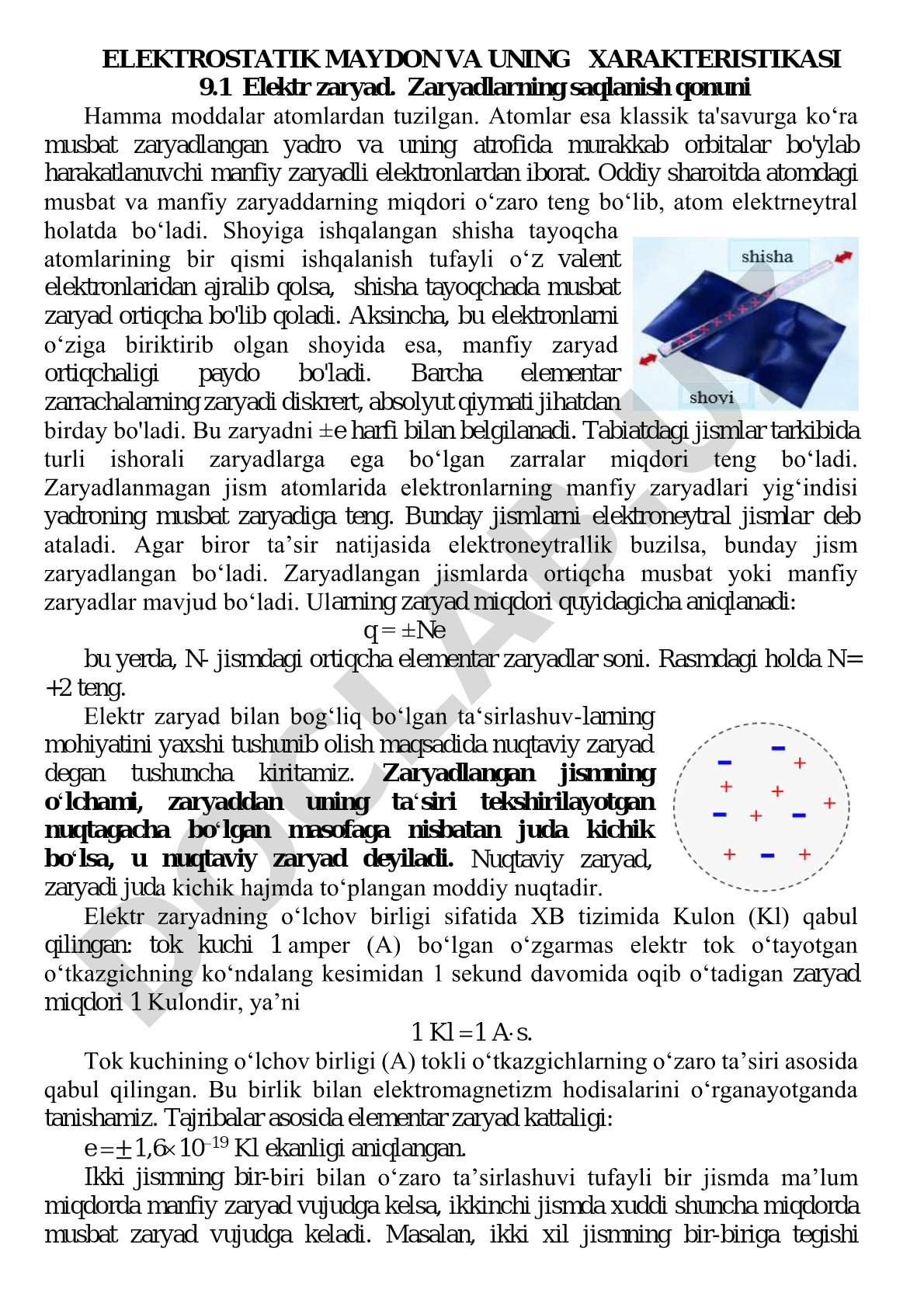 Elektrostatik maydon va uning xarakteristikasi