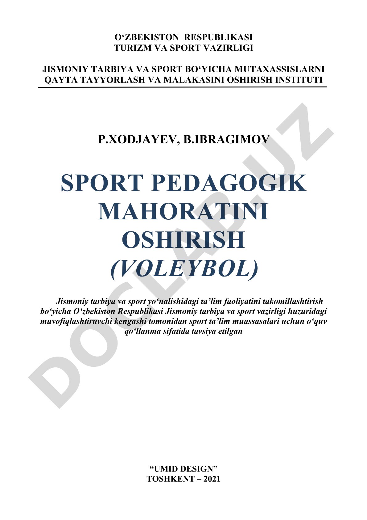 Sport pedagogik mahoratini oshirish (voleybol)