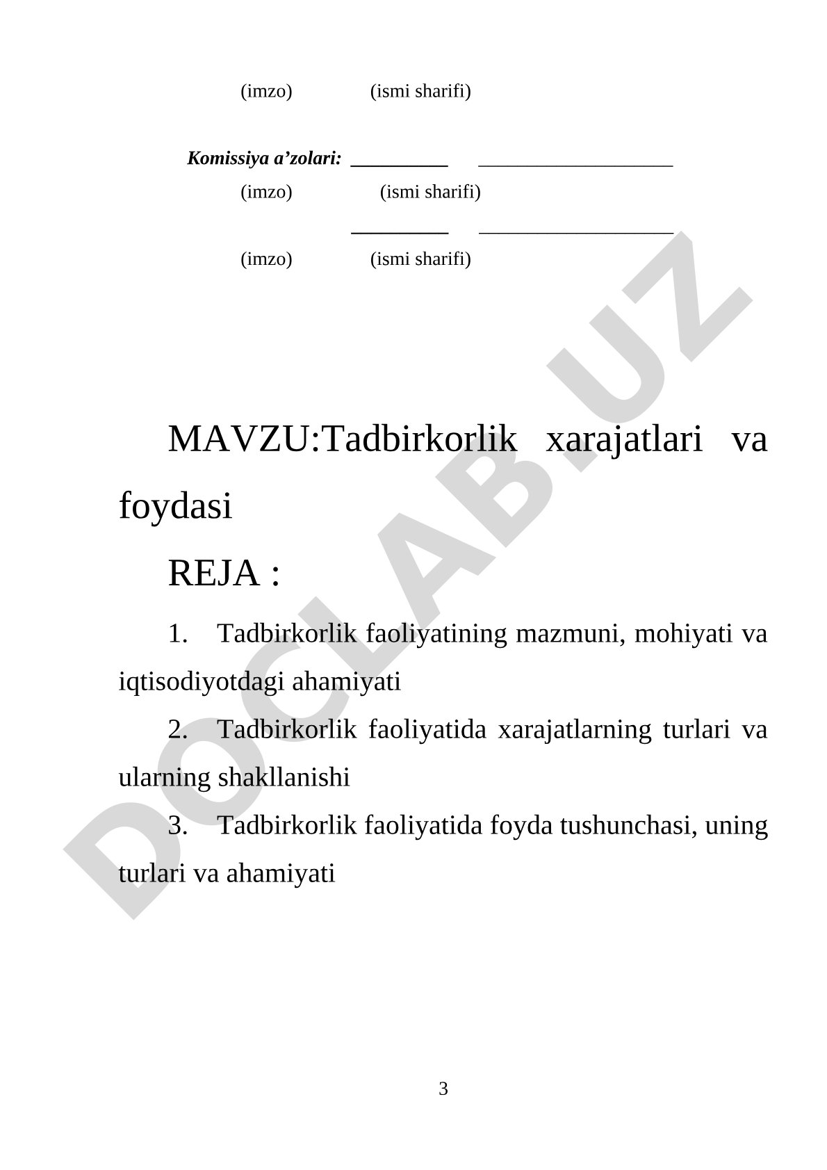 Tadbirkorlik xarajatlari va foydasi