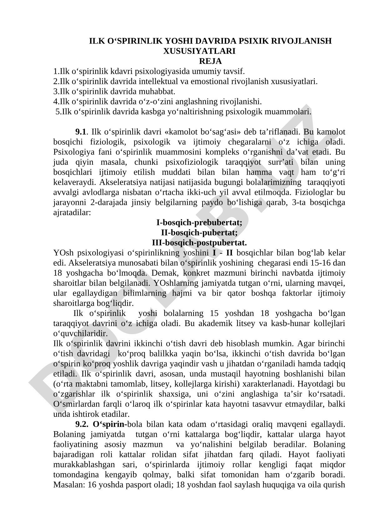 ILK O‘SPIRINLIK YOSHI DAVRIDA PSIXIK RIVOJLANISH XUSUSIYATLARI