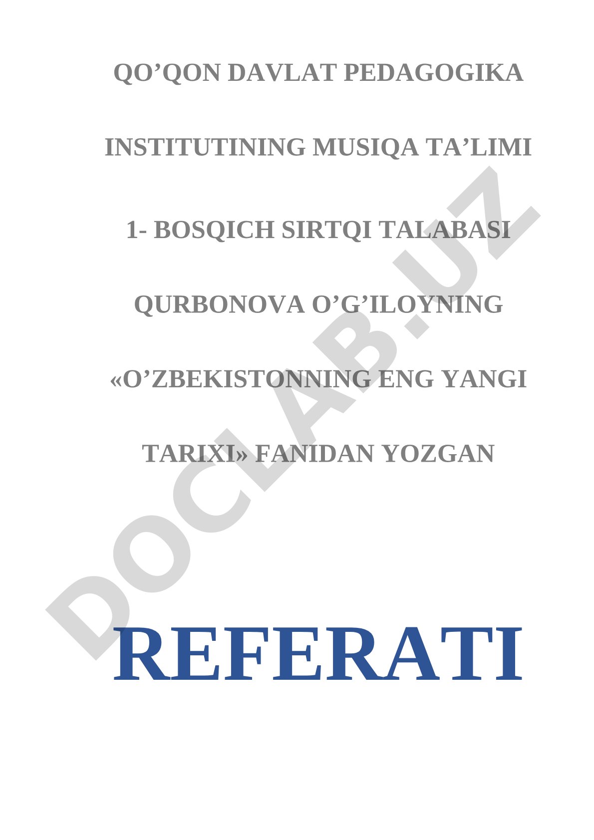 O'zbekistonning eng yangi tarixi fanining mazmuni