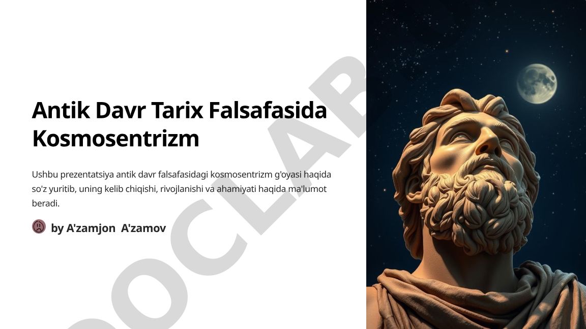 Antik Davr Tarix Falsafasida Kosmosentrizm