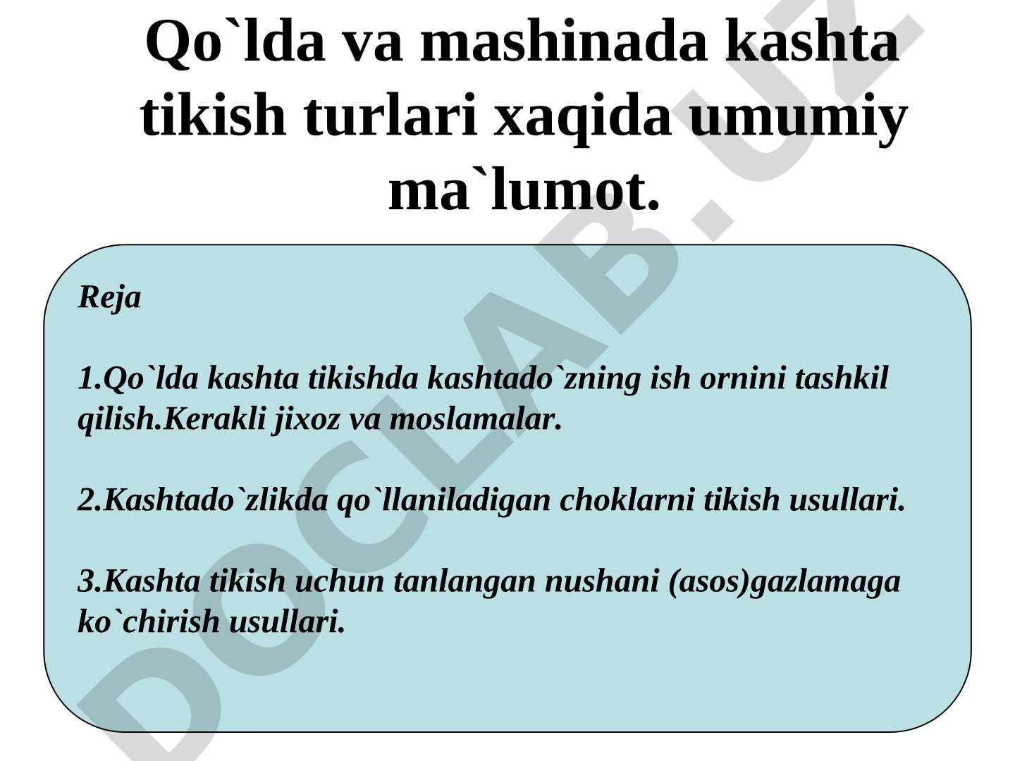 Qo'lda va mashinada kashta tikish turlari xaqida umumiy ma'lumot