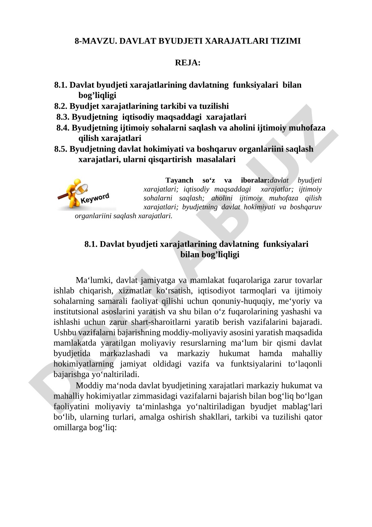 Davlat byudjeti xarajatlari tizimi