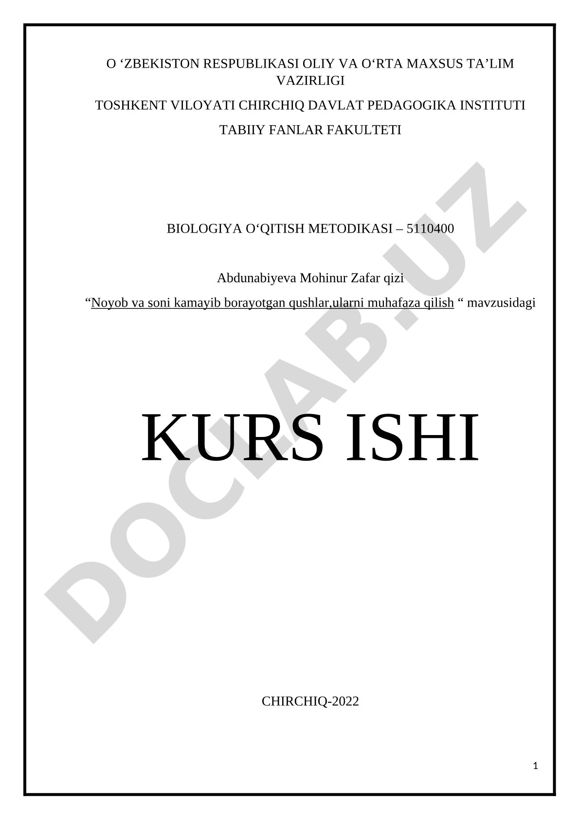 Noyob va soni kamayib borayotgan qushlar,ularni muhafaza qilish