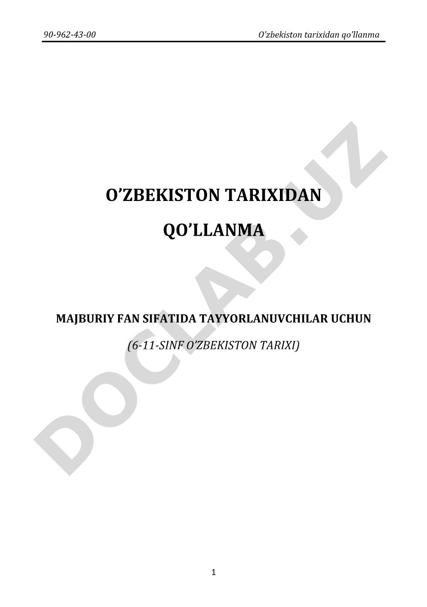O'zbekiston tarixidan qo'llanma