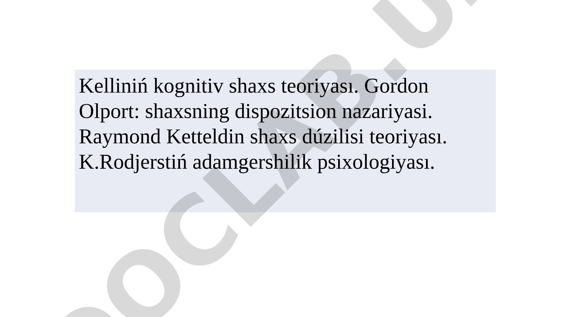 Psixologiyaning asosiy nazariyalari va ilmiy maktablari