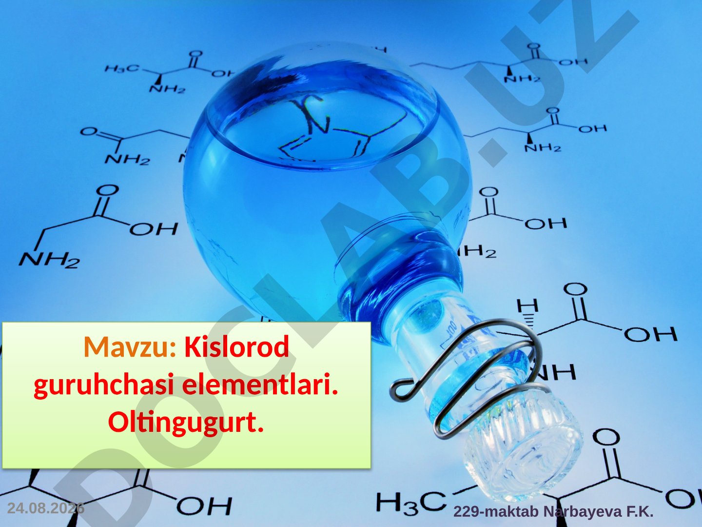 Kislorod guruhchasi elementlari. Oltingugurt