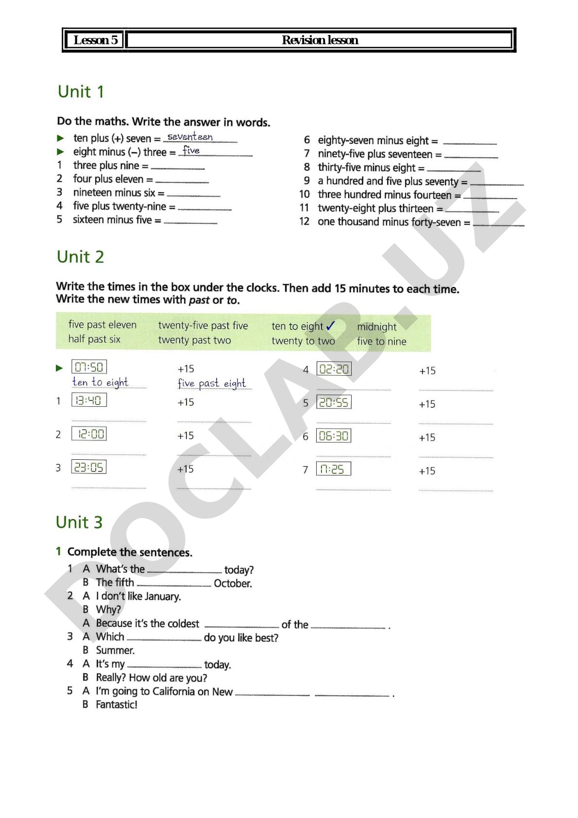 English Grammar Revision: Word Order Exercises