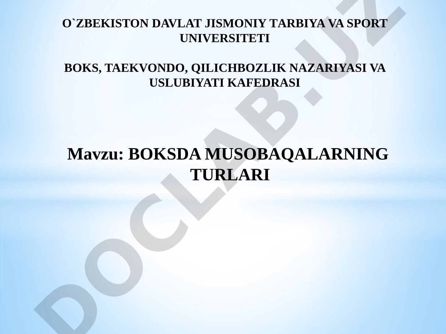 Boks musobaqalarining turlari, ularning tashkiliy va uslubiy jihatlari haqida ma'lumot