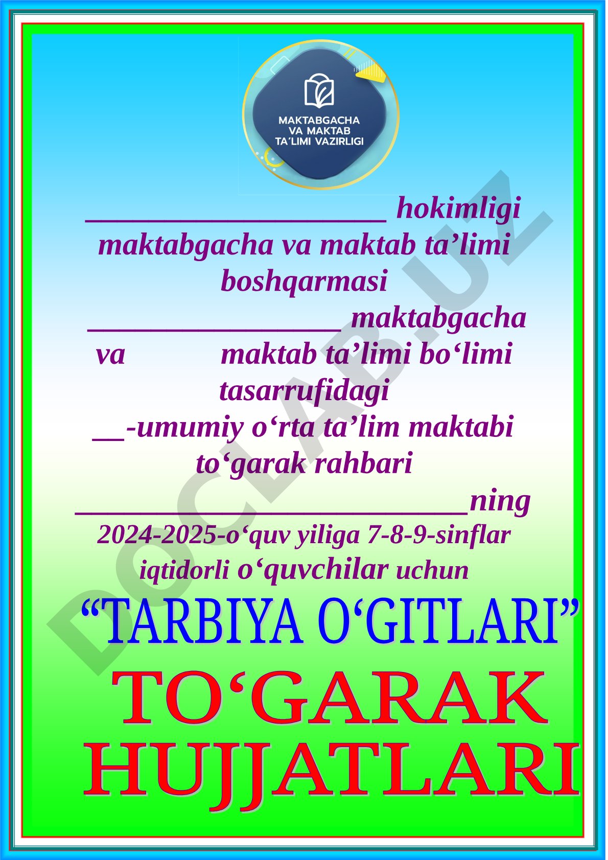 Iqtidorli o'quvchilar uchun 'Tarbiya o'gitlari' to'garagi