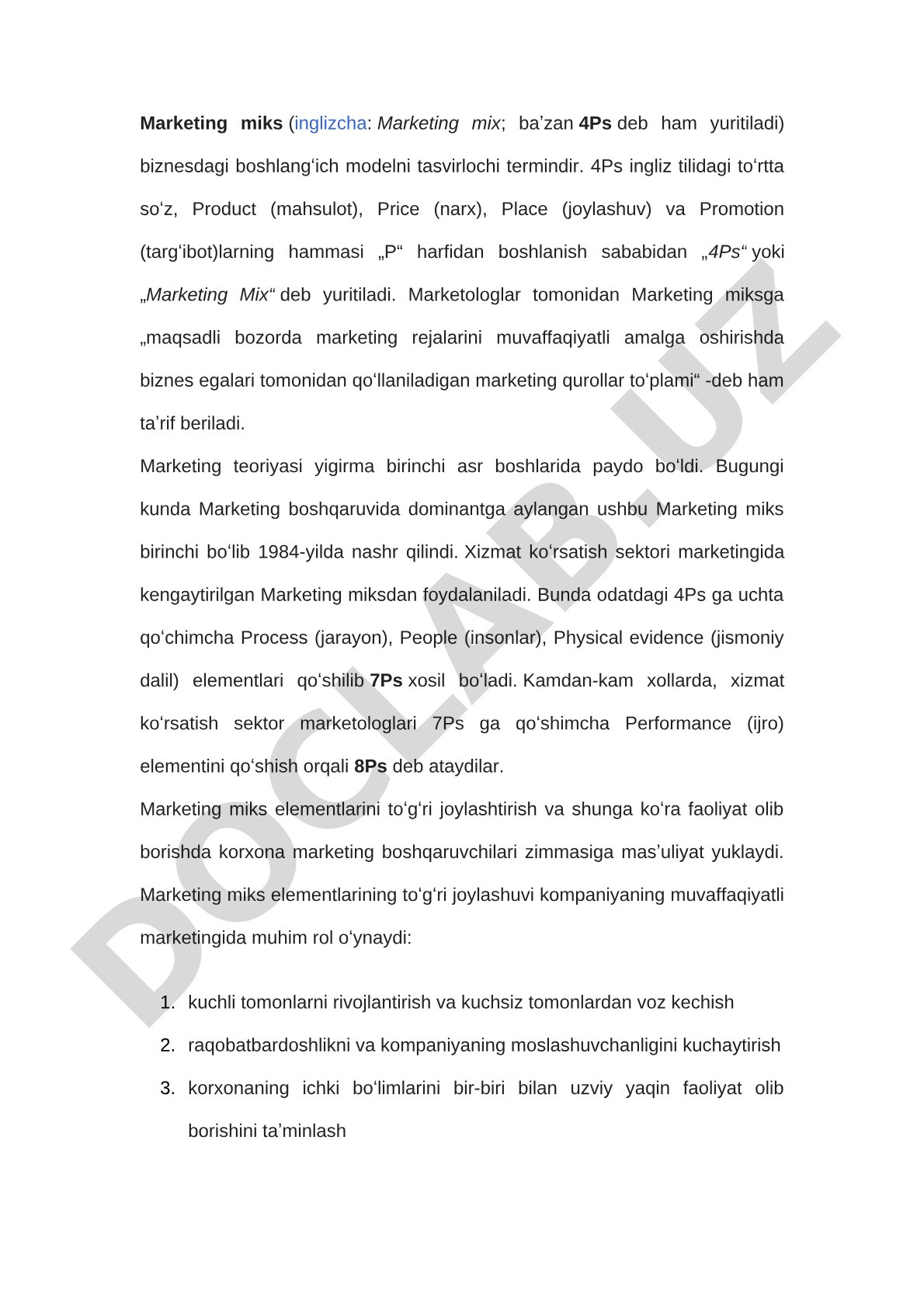 Marketing miks (4Ps)